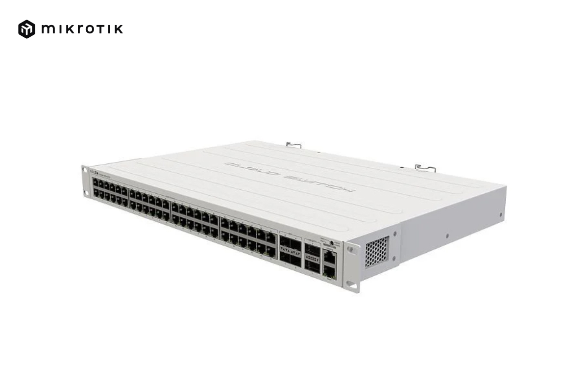 MikroTik CRS354-48G-4S+2Q+RM е високопроизводителен комутатор с 48 гигабитови порта