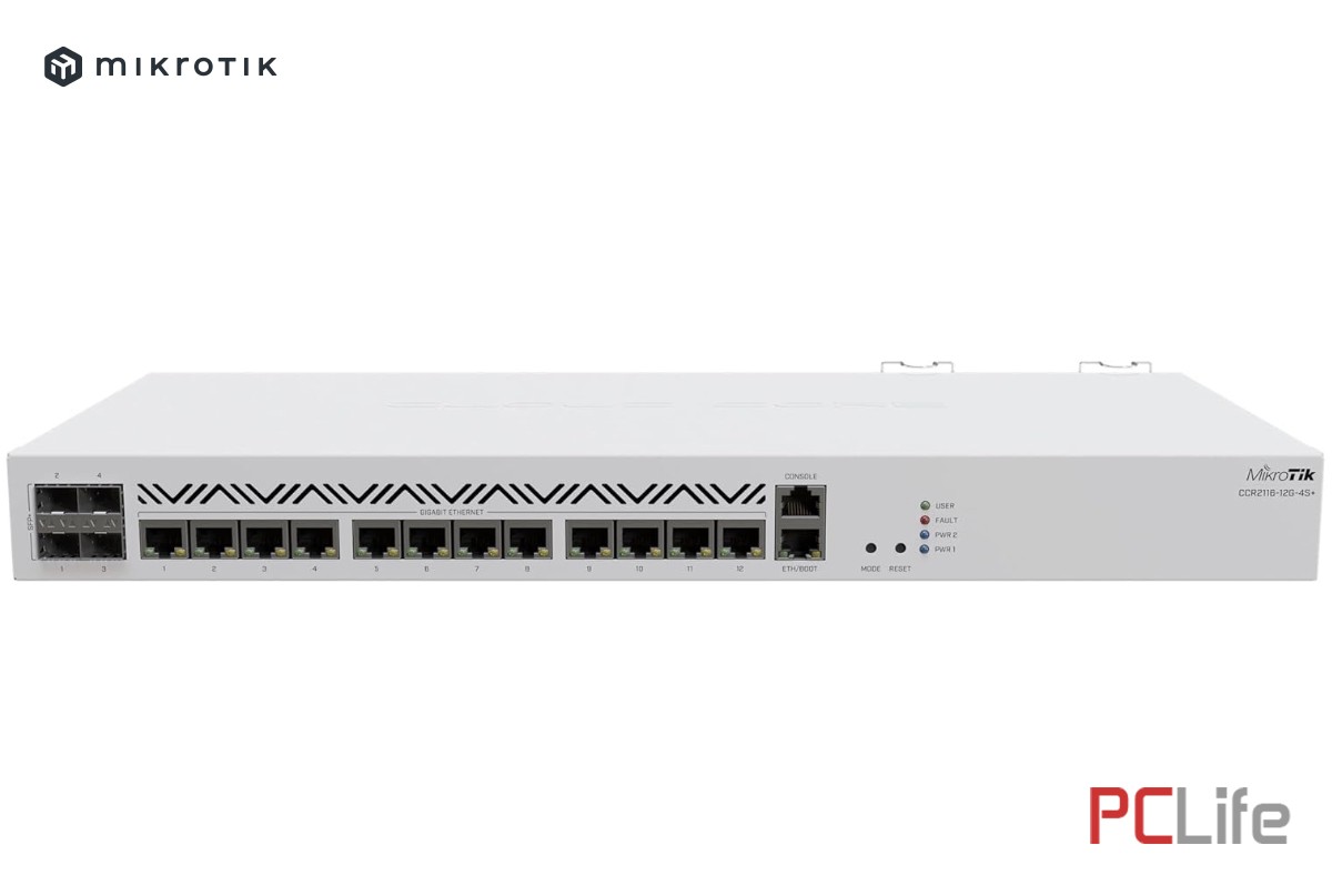 MikroTik CCR2116-12G-4S+ | Router | 13x RJ45 1000Mb/s, 4x SFP+ | 13 PORT 10/100/1000 , 4 PORT SFP | AL73400 - 2000 MHz | 16 GB | RouterOS v7 license 6 - MikroTik рутери, суичове Микротик