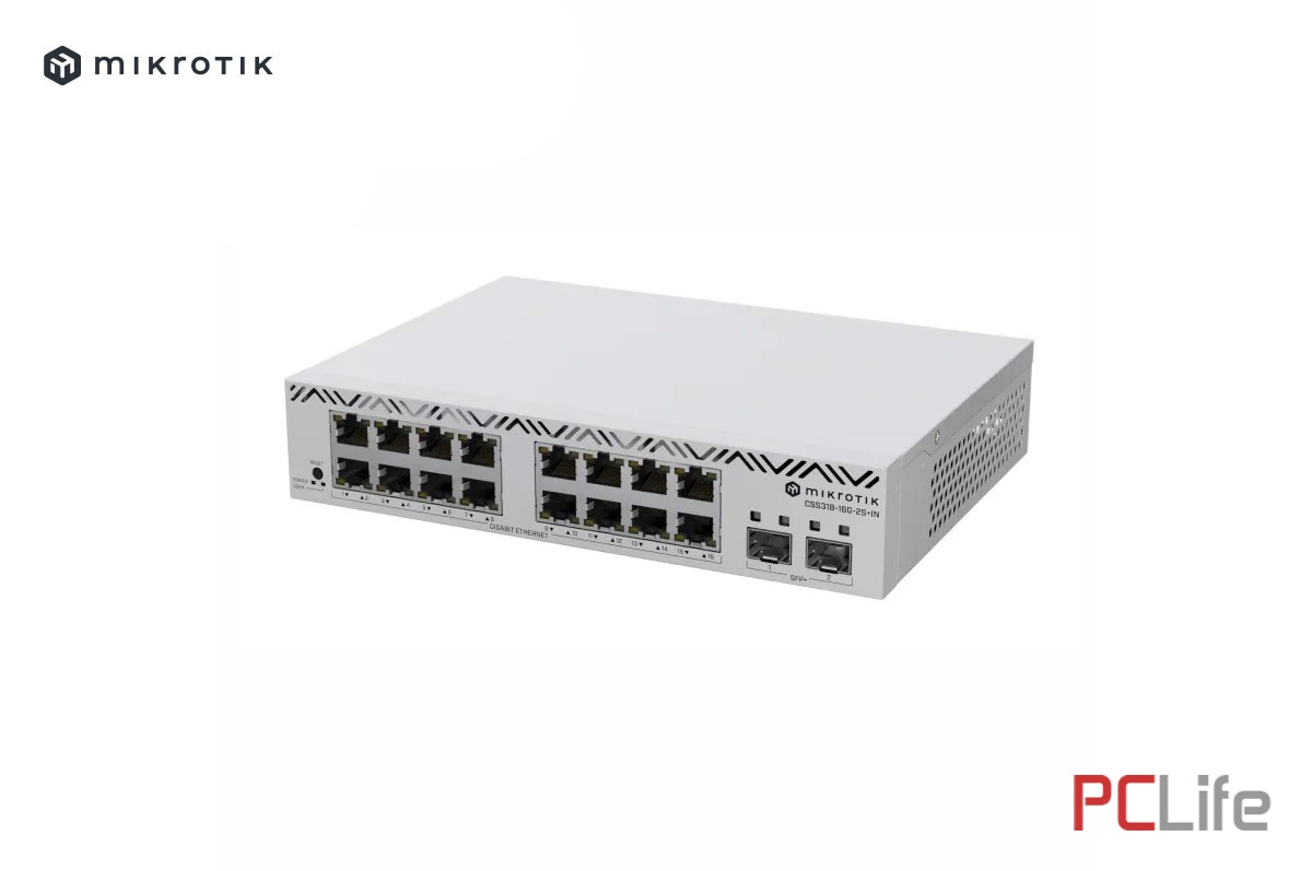 Mikrotik CSS318-16G-2S+IN | Switch | 16x GbE RJ45, 2x SFP+ | 16 PORT 10/100/1000 , 2 PORT SFP | LAN 10/100/1000 | SwOS | Cloud Smart Switch - MikroTik рутери, суичове Микротик