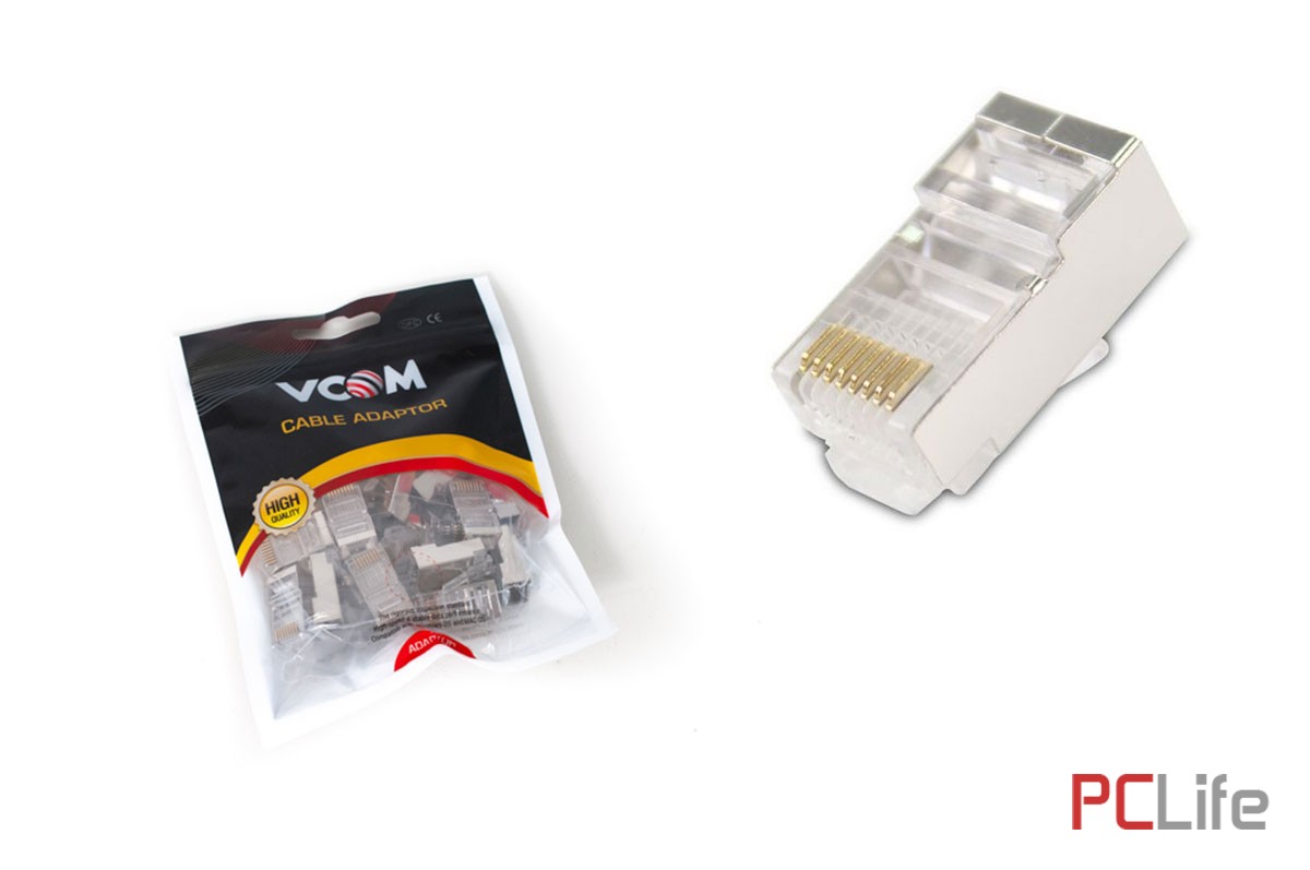 Конектор RJ45 VCOM NM026, Cat 6, STP Shielded, 8P8C, екраниран 20 бр. | NM026-20pcs | 20 бр в комплекта | LAN STP Cat6 RJ45 / Екраниран | 12 МЕСЕЦА - 