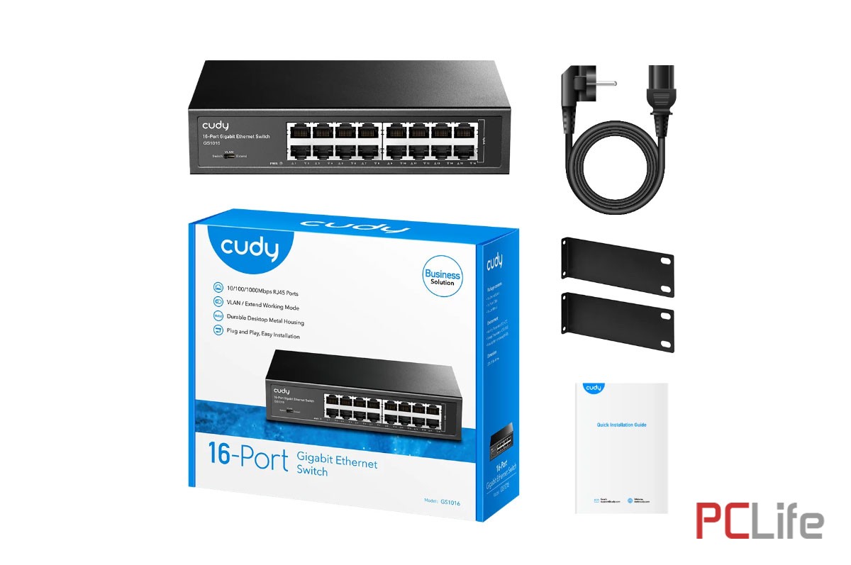 Мрежов суич CUDY GS1016, 16x Gigabit RJ45, 10/100/1000 Mbps, VLAN/Extend, Desktop/Rackmount | Desktop/Rackmount | Default/VLAN/Extend DIP Switch | CUDY | GS1016 | 16x10/100/1000Base-T - Мрежово оборудване – Рутери, суичове, аксесоари | PCLife