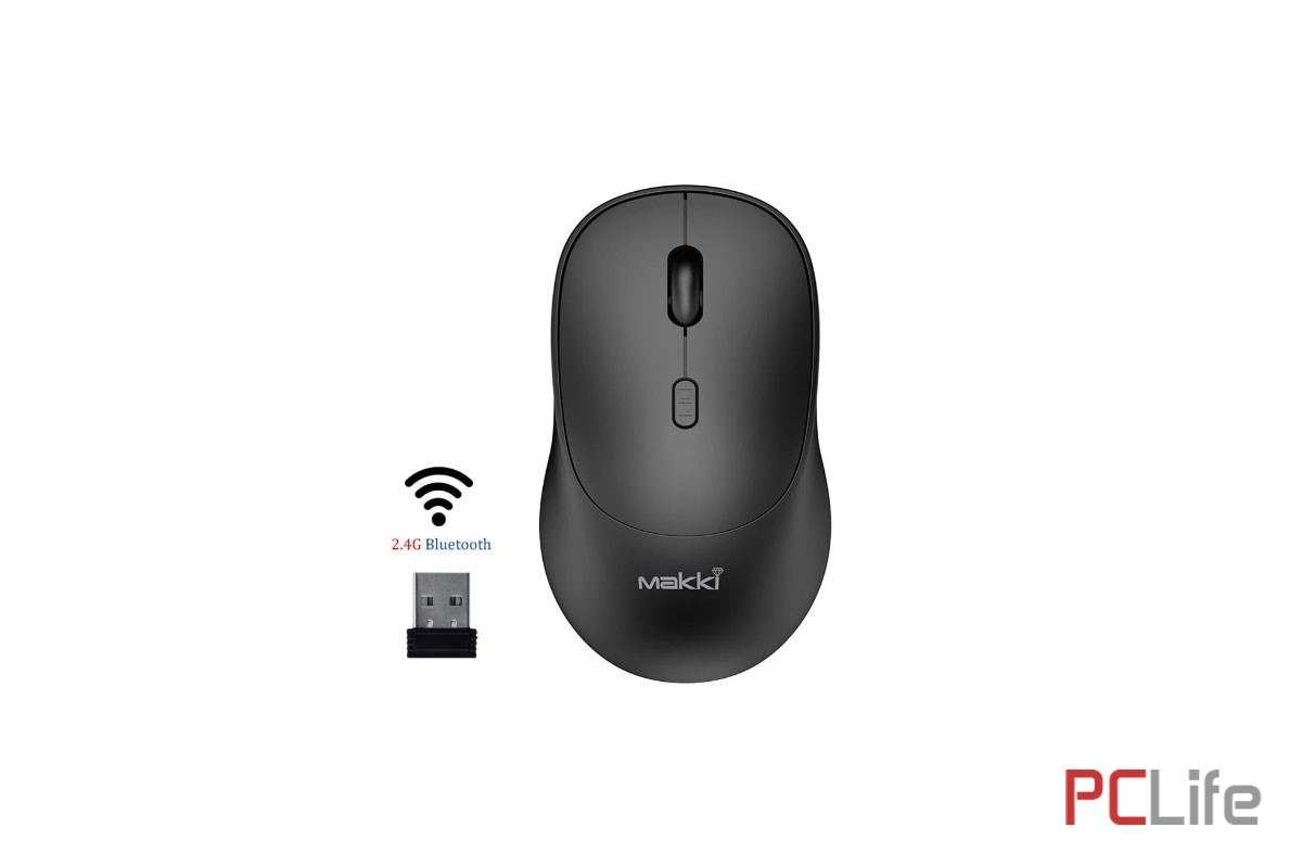 Безжична мишка MAKKI MSX-2401, 1600 dpi, Bluetooth 5.1, 2.4G Wireless, USB, Silent, Rechargeable, черна | 1600 dpi | Bluetooth, Wireless, USB - Клавиатури и мишки втора ръка и нови