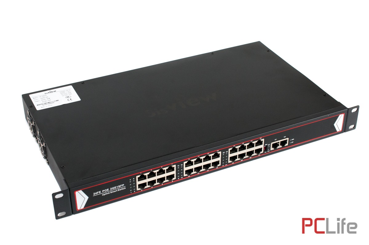 24 port 10/100 POE комутатор + 2 порта up link 10/100/100, 48v, up to 250m SV-POE24