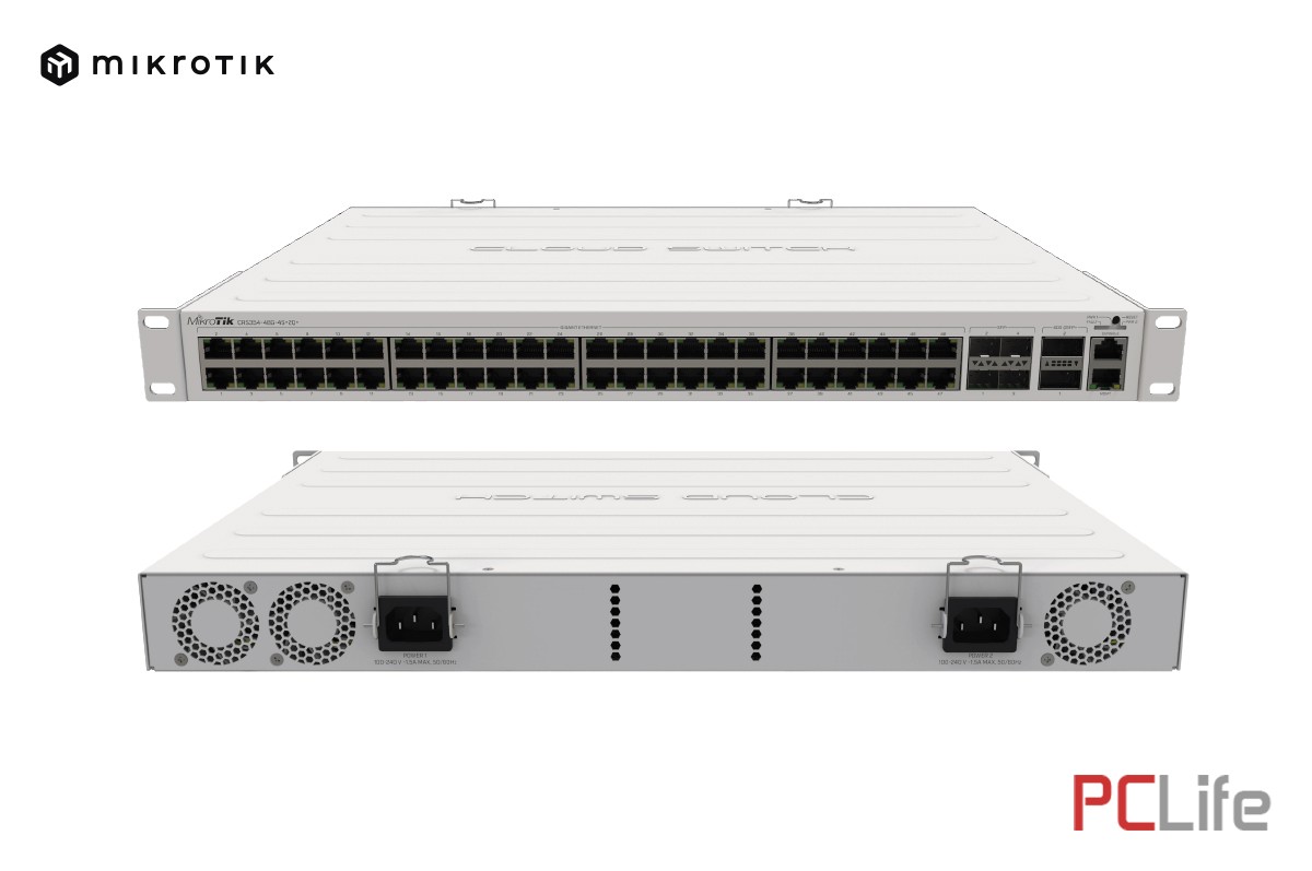 MikroTik CRS354-48G-4S+2Q+RM | Switch | 48x RJ45 1000Mb/s, 4x SFP+, 2x QSFP L5 | MIPSBE QCA9531 - 650 Mhz | 64 MB | LAN 10/100/1000 | 48 PORT  10/100/1000 , 1 PORT 10/100 , 4 PORT SFP , 2 PORT 40G QSFP - MikroTik рутери, суичове Микротик