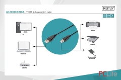 Кабел USB 2.0 A/B DIGITUS AK-300102-018-S 1.8m | DIGITUS | AK-300102-018-S | USB A-M / USB B-M | 1.8m - Кабели за компютри, сървъри и монитори, втора ръка