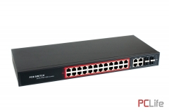 24 port 10/100 POE комутатор + 4 порта up link 10/100/100 4xSFP 48-52v за POE портовете up to 250m | SisView | SV-POE24 SFP | 24 PORT 10/100 , 4 PORT UP LINK 10/100/1000 , 4 PORT SFP | НОВО - POE комутатори за видеонаблюдение